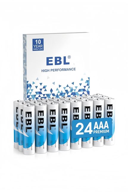 EBL AAA Batteries 24 Pack, 1.5V Alkaline Triple A Batteries, Long-Lasting Alkaline Power for All Your Devices, 10-Year Shelf Life