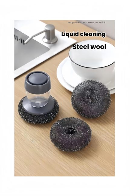 Pot washing artifact pot washing kitchen cleaning pot brush automatic liquid brush household steel wool